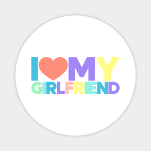 I Love My Girlfriend Red Hearts Love Couple (Rainbow) Magnet